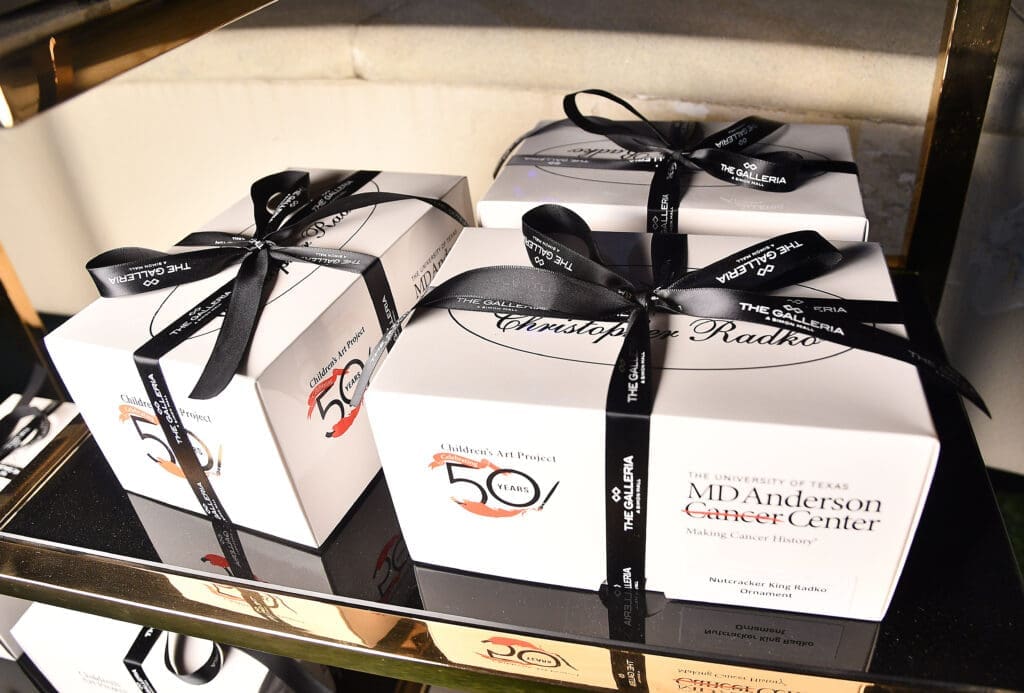 Sale of Rahdko ornaments at the annual Santa's Elves party benefiting MD Anderson Children's Cancer Hospital
