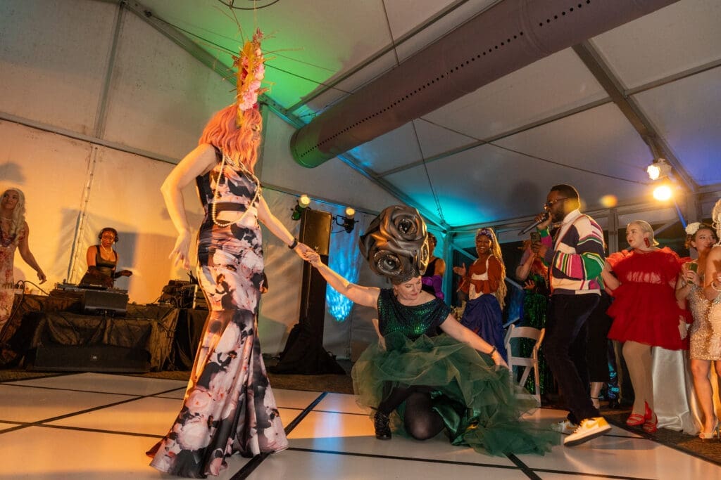 Vanessa Gaidosik, Jeryn Mayer at Lawndale Art Center Hair Ball  (Photo by Jenny Antill Clifton)