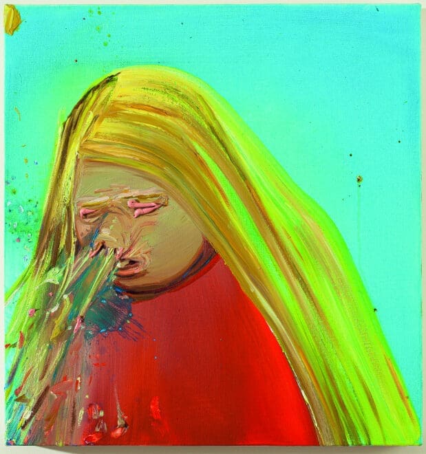 Dana Schutz's "Sneeze," 2001, at Musée d'Art Moderne de Paris (© 2023 Dana Schutz. Courtesy the artist, CFA Berlin, Thomas Dane Gallery and David Zwirner. Photo Jason Mandella)