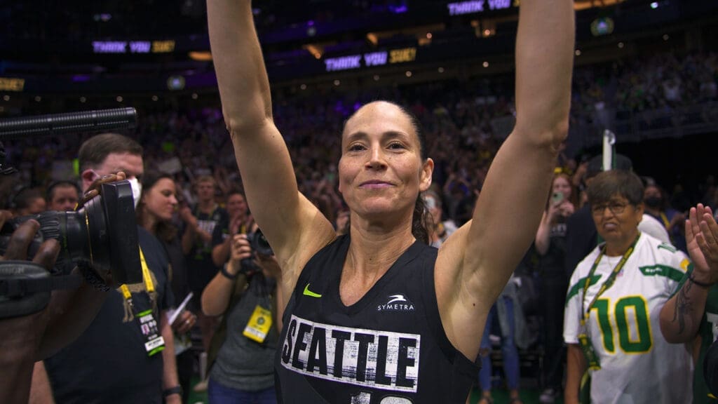 Sue Bird appears in Sue Bird: In The Clutch by Sarah Dowland, an official selection of the Premieres program at the 2024 Sundance Film Festival. Courtesy of Sundance Institute.