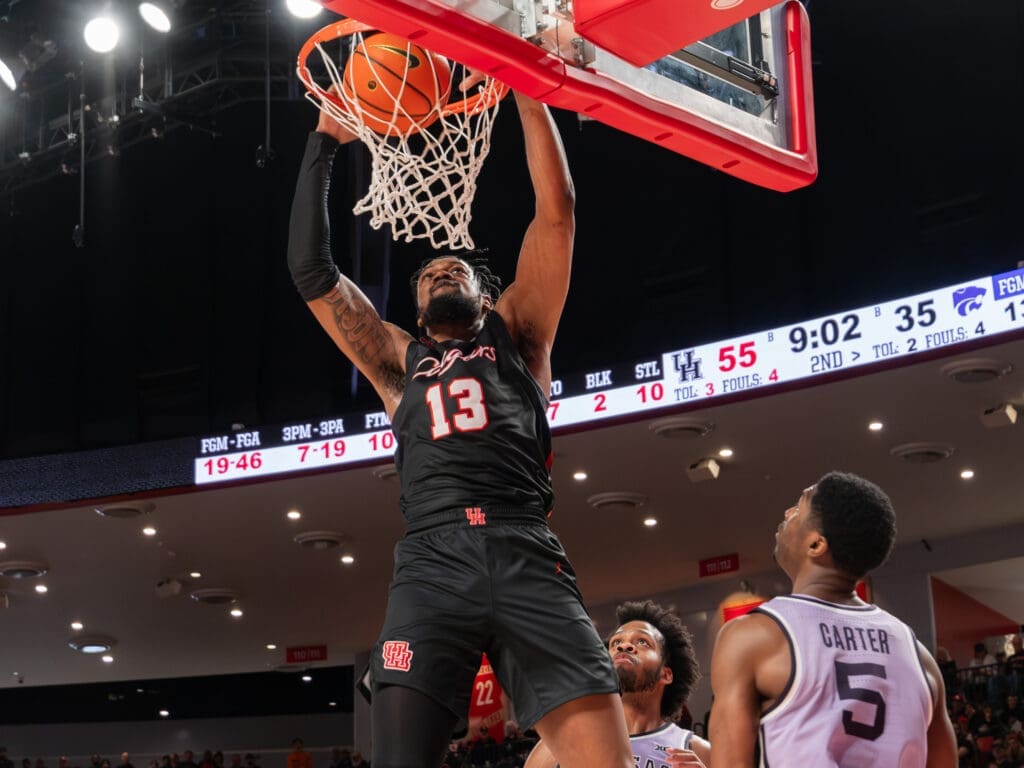 University of Houston power forward J'Wan Roberts is one of the staples of the offense and anchors of the defense. (Photo by F. Carter Smith)