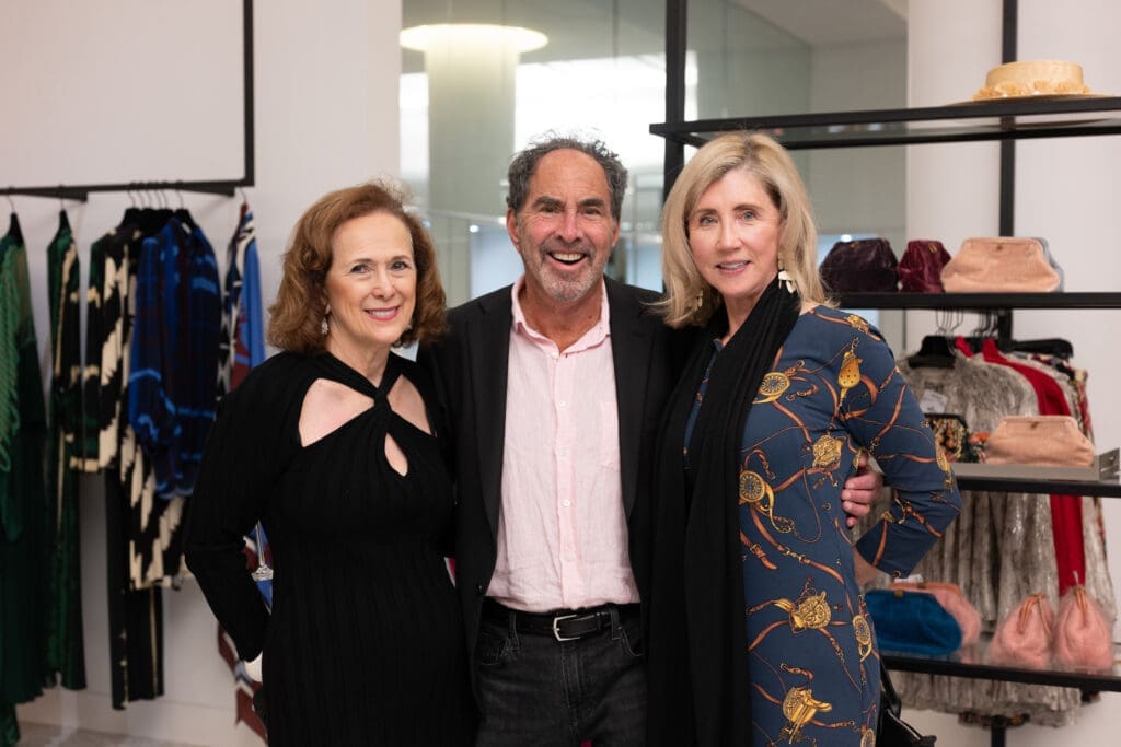 Franelle Rogers, Rodney Merwin, Vicki Merwin  at Tootsies for the American Cancer Society Tickled Pink Luncheon launch. (Photo by Daniel Ortiz)