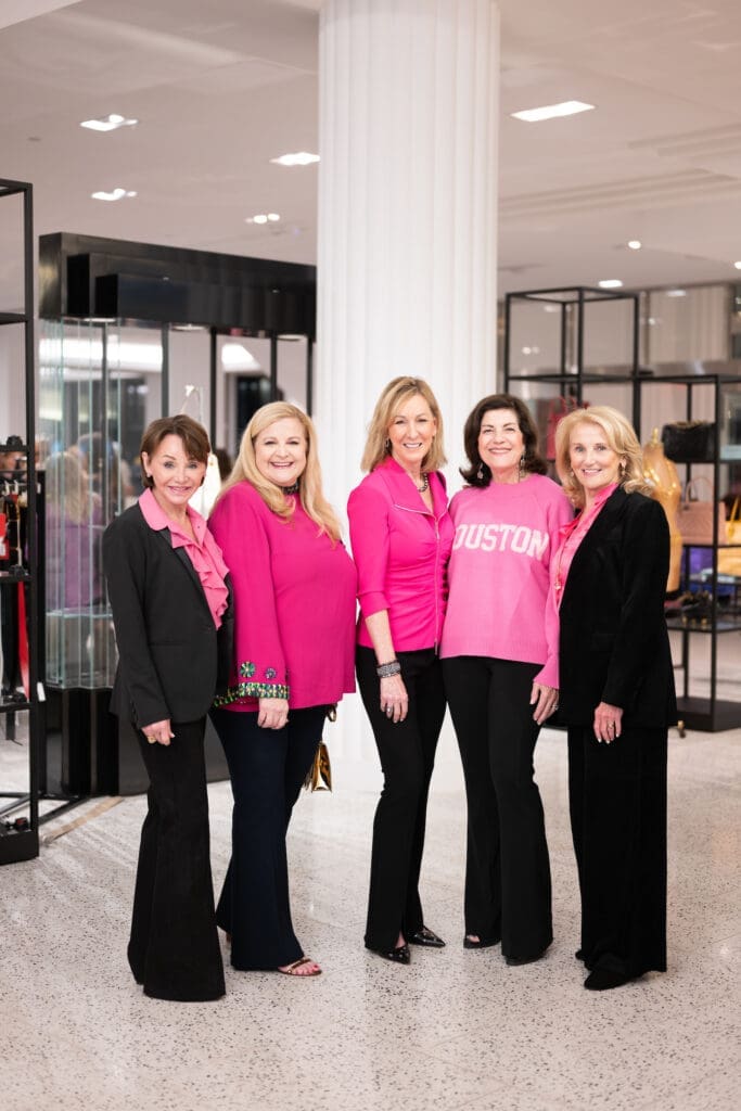 Gaye Lynn Zarrow, DeeDee Marsh, Shelley Boyer, Ellie Francisco, Denise Montleone at Tootsies for the American Cancer Society Tickled Pink Luncheon launch. (Photo by Daniel Ortiz)