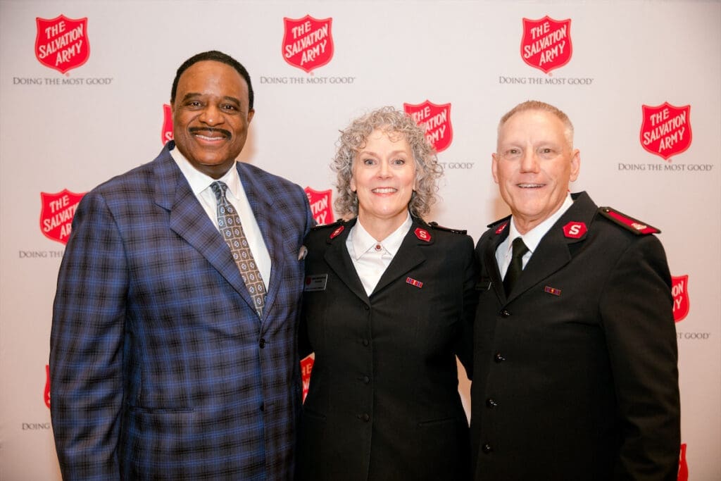 James Brown with Majors Paul and Dawn McFarland