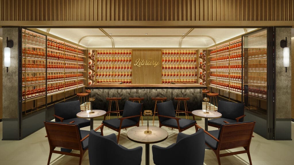 Oak & Eden's Library space where guests can build their own bottles.