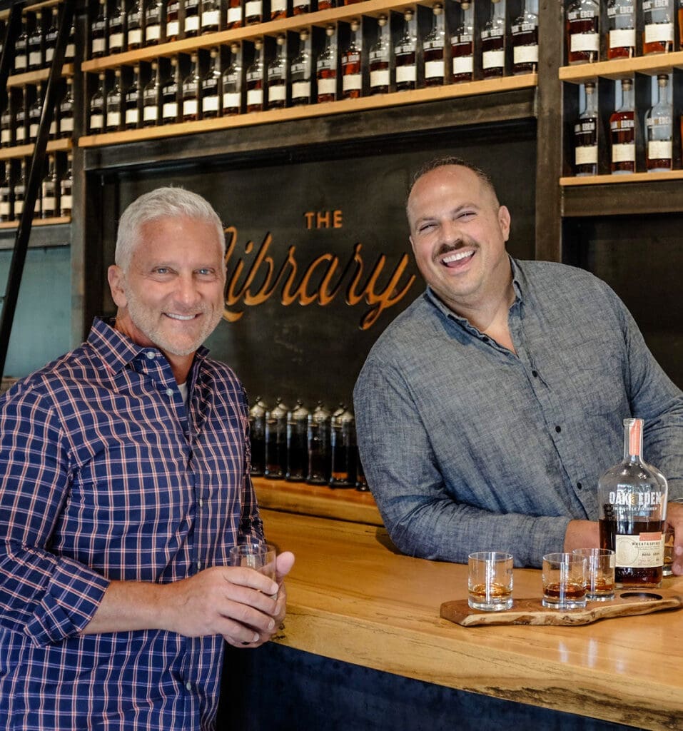 Oak & Eden owners and co-founders Joe Giildenzopf, and Brad Neathery in the Library at the original Bridgeport location. (Photo by Braeden Perkins)