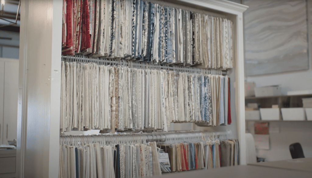 The textile studio is an important part of Charbonneau Interiors.