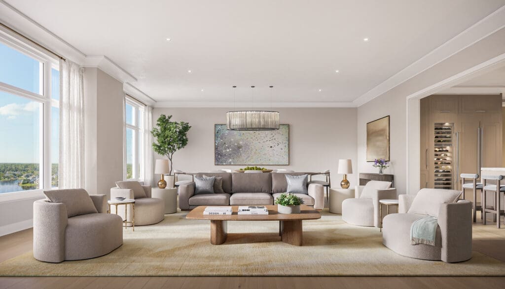 Generous room sizes and views of Lake Woodlands will be part of The Ritz-Carlton Residences, The Woodlands. (Photo Courtesy of Howard Hughes)