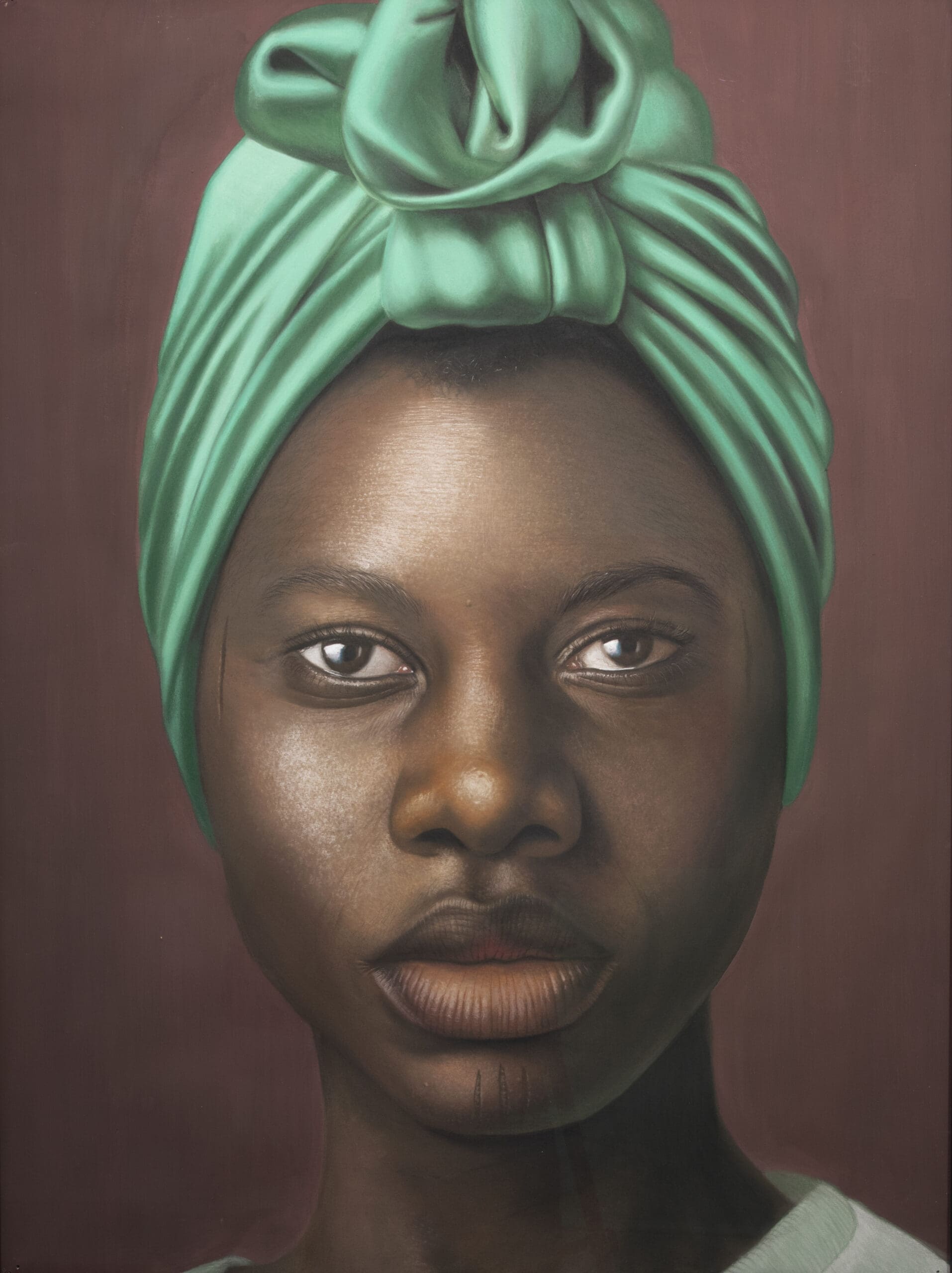 487 Babajide Olatunji’s Girl with green scarf II, 2023, at TAFETA Gallery (1)