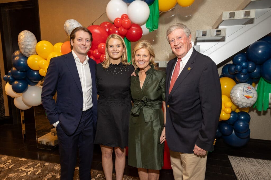 Carter Ware with Ellye Anderson, Diana  Scott Anderson at the Texas Children's Houston Open Tee-Off in the penthouse suite at the Post Oak Hotel.  (Photo by Jenny Antill)