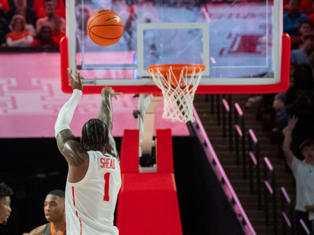 UH point guard Jamal Shead has turned himself into a better shooter. (Photo by F. Carter Smith)