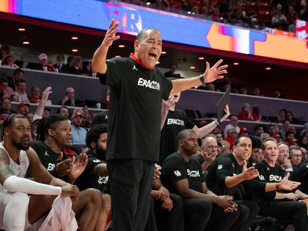 University of Houston coach Kelvin Sampson brings the intensity. (Photo by F. Carter Smith)
