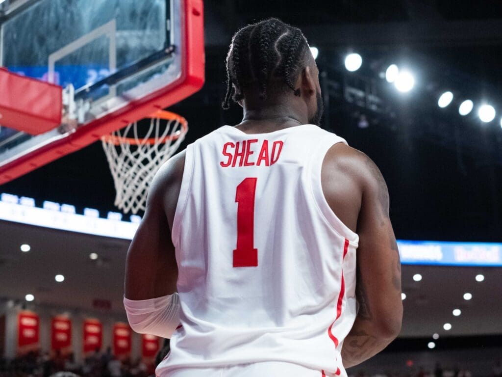 University of Houston guard Jamal Shead is one of the bigger winners in college basketball history. Kelvin Sampson wants to see his number retired and put on the wall by UH,. (Photo by F. Carter Smith)