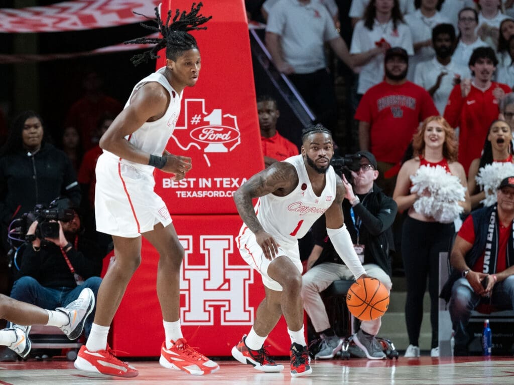 JoJo Tugler knows that point guard Jamal Shead makes this No. 3 Houston team go. (Photo by F. Carter Smith)