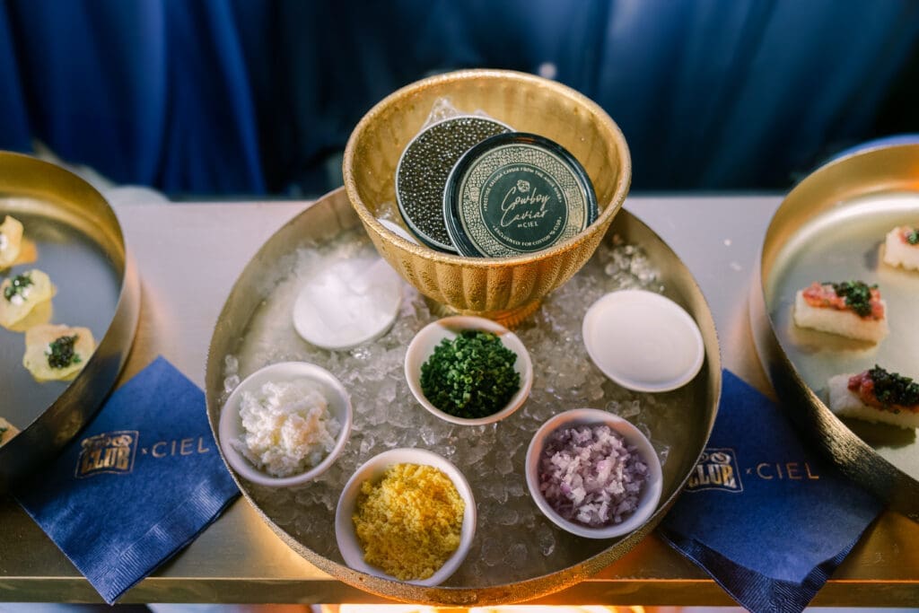 Cowboy Caviar x CIEL for guests in the Cotton 'Q Club Gold Pony VIP Lounge (Photo courtesy of Cotton Holdings Inc.)
