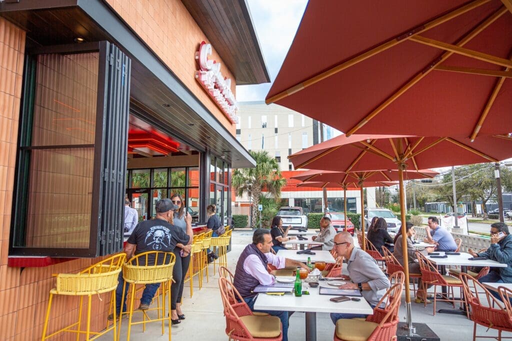 The patio outside the new recently opened River Oaks Cyclone Anaya's is on Westheimer.  (Photo by Jenn Duncan)