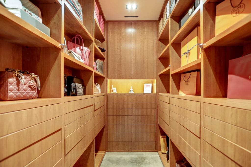 Luxurious walk-in closet. 