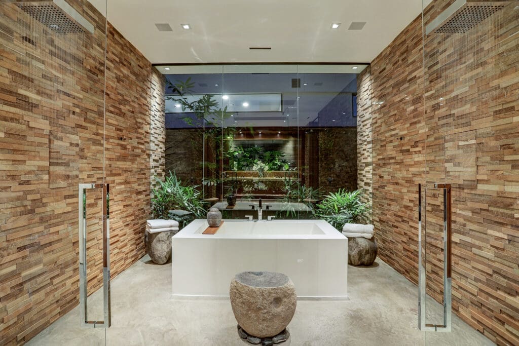 Mid-century modern home decorated with upscale finishes.
