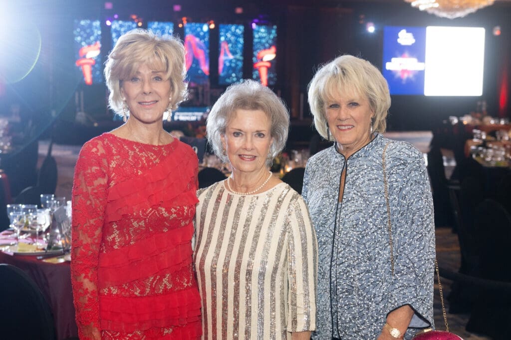 Leila Gilbert, Mona Williams, Liz Jameson  at the 40th anniversary American Heart Association Heart Ball. (Photo by Wilson Parish)