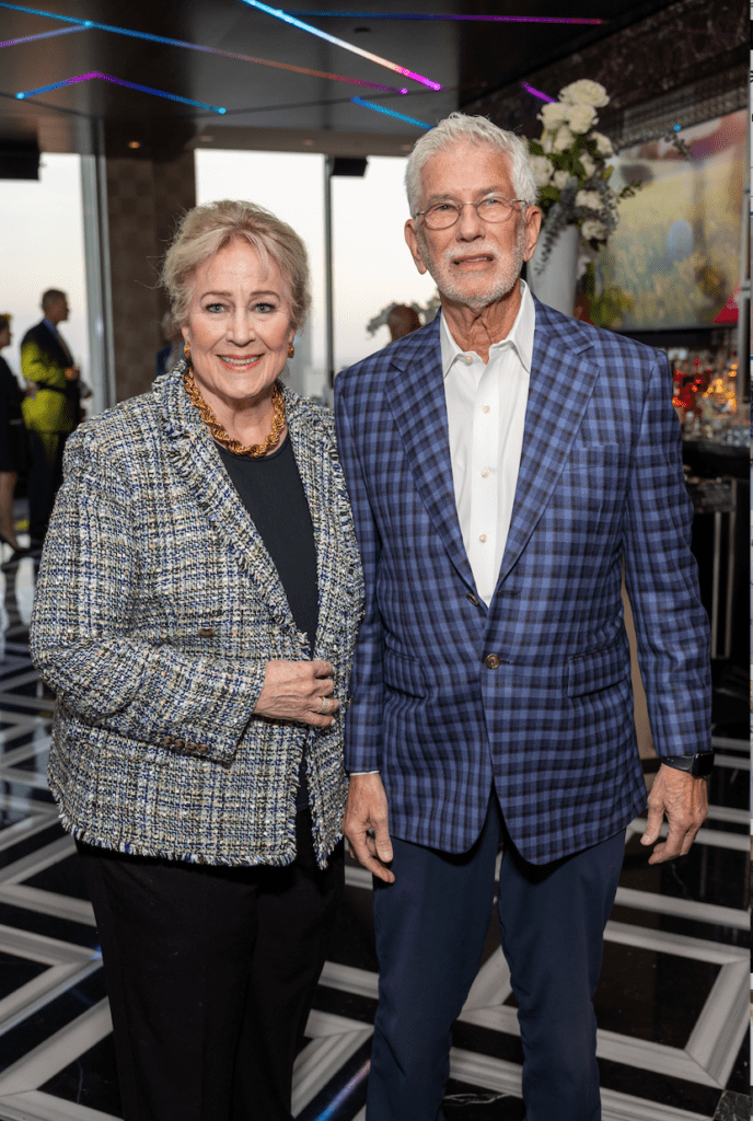 Anne & Dr. Jim Muntz at the Texas Children's Houston Open Tee-Off party held in the two-story penthouse suite at Fertitta's Post Oak Hotel.  (Photo by Jenny Antill)