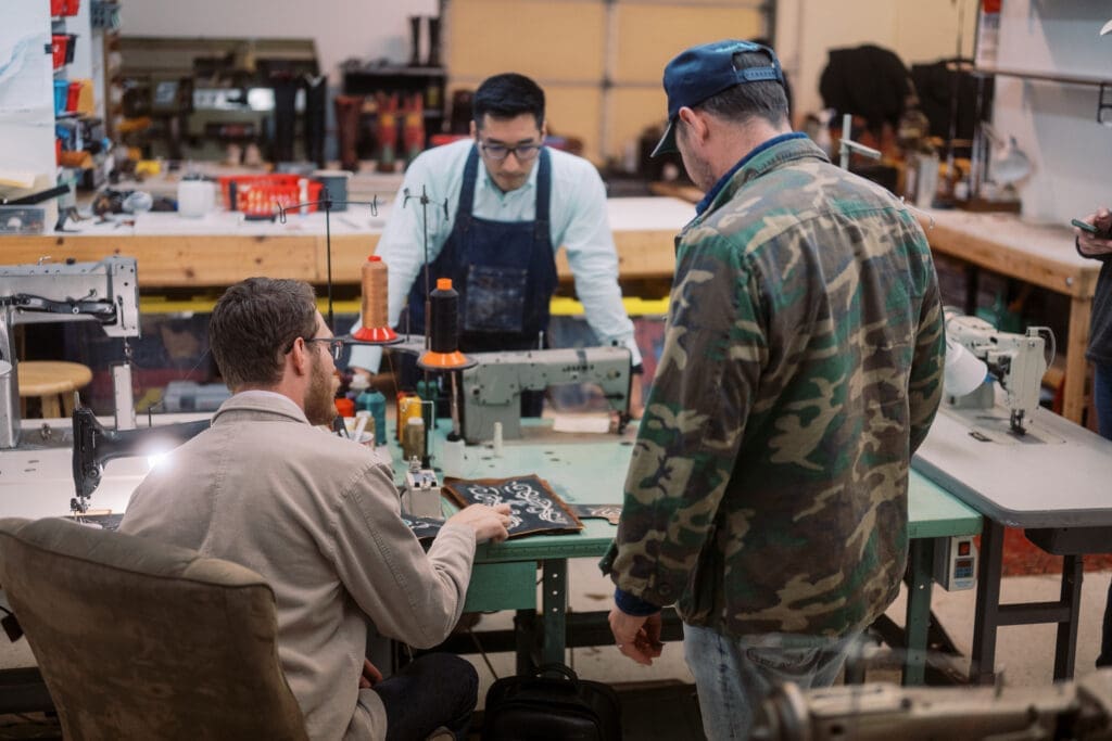 Parker Boot Company design studio where true craftsmen are engaged in creating custom Western boots.