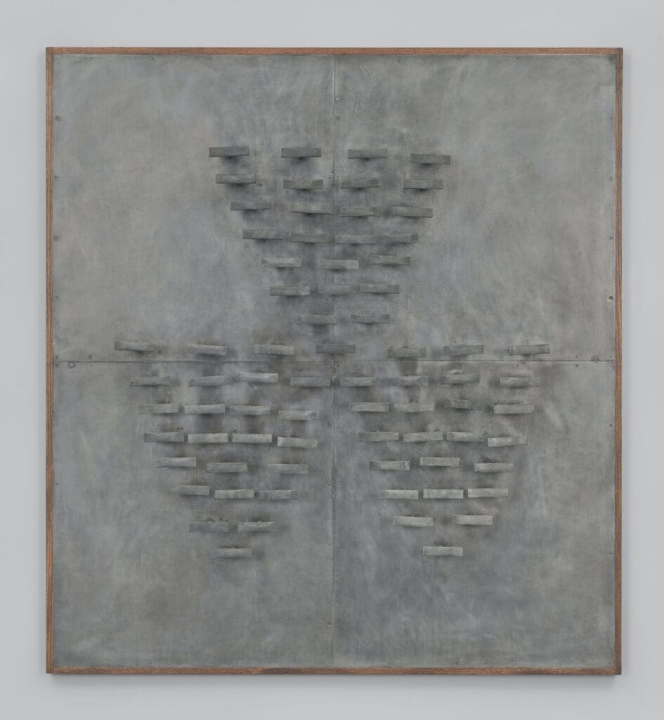 Chryssa's "Three Arrows," 1960, at Whitney Museum of American Art, New York. (© The Estate of Chryssa, National Museum of Contemporary Art Athens)