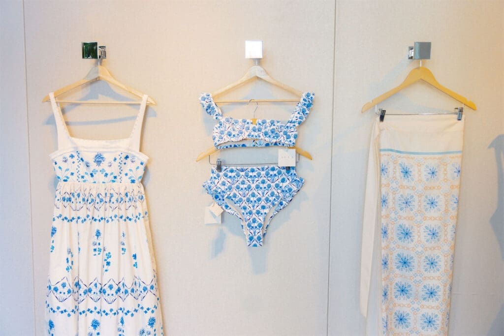 Agua by Agua Bendita swimsuit, pareo, and dress at the Dallas pop-up. (Photo by Victoria Saperstein)