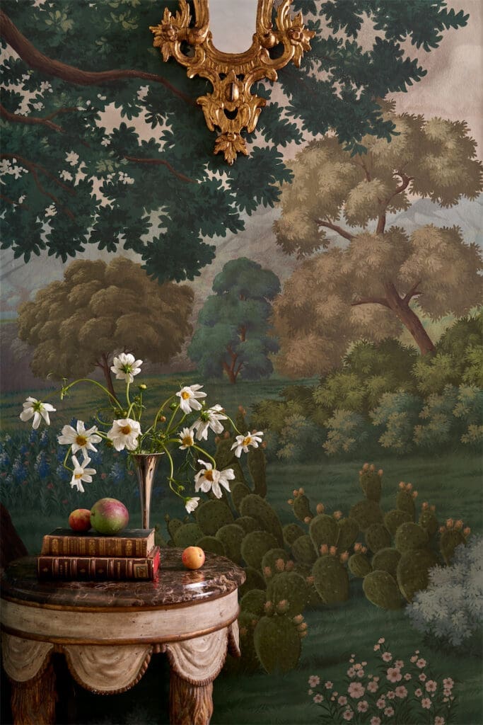 De Gournay's Hill Country Scenic wallpaper. 