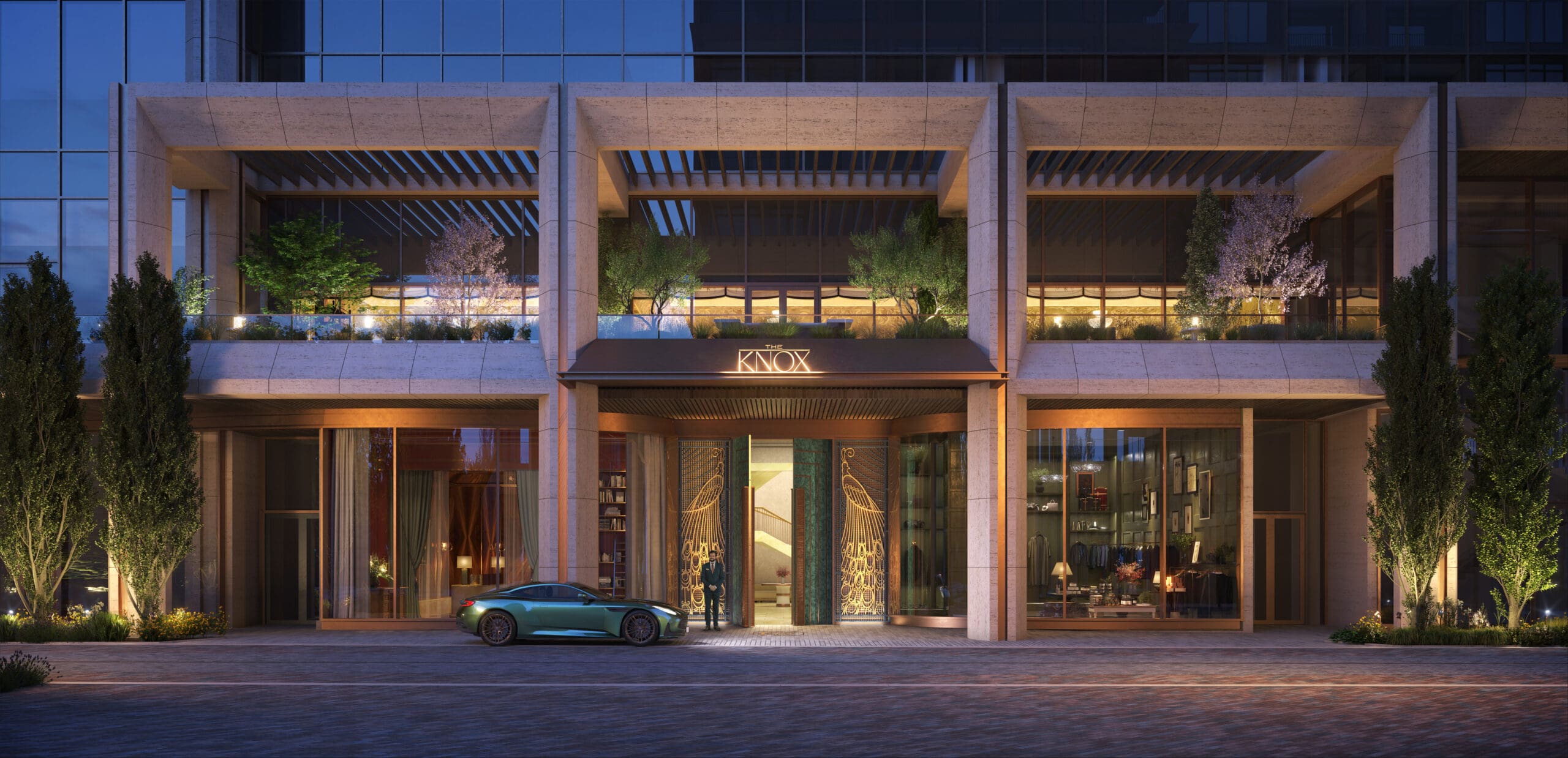 The Knox's hotel entrance.