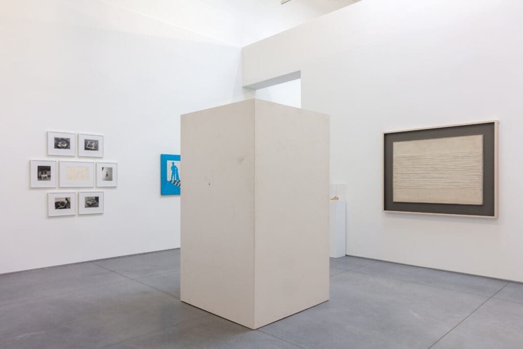 "For What It’s Worth: Value Systems in Art since 1960," The Warehouse, Dallas, installation view with work by Jiro Takamatsu (8 works), Sterling Ruby, and Piero Manzoni (3 works), on view through June 29, 2024 (Photo by Kevin Todora)