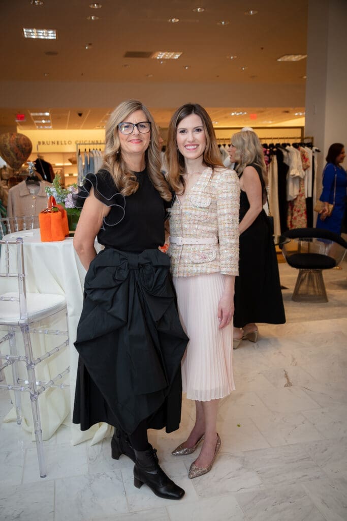 Neiman Marcus General Manager Kathy Leigh, brand experience manager Heather Almond at the PaperCity Philanthropy in Fashion Best Dressed announcement party (Photo by Kara Trail, Miroma Photography)