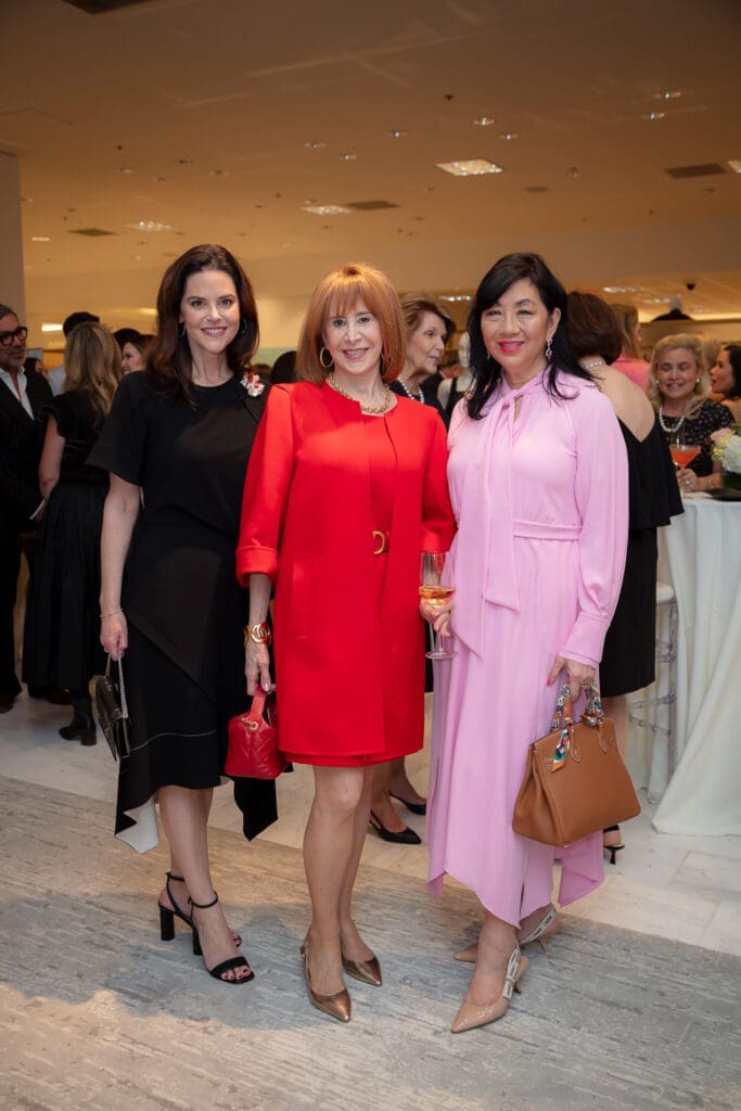 Ann Ayre, Vicki West, Dr. Alice Mao Bram at the PaperCity Philanthropy in Fashion Best Dressed announcement party at Neiman Marcus (Photo by Kara Trail, Miroma Photography)