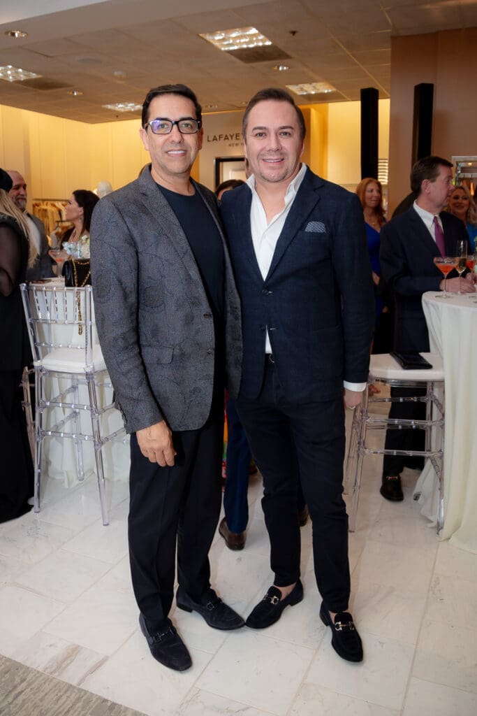 Marcelo Saenza & Adrian Dueñas at the PaperCity Philanthropy in Fashion Best Dressed announcement party at Neiman Marcus (Photo by Kara Trail, Miroma Photography)