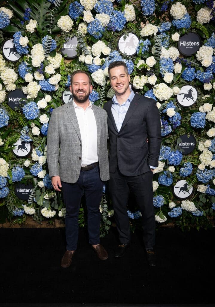 Andrew Pappas, Adam Hawkins at the grand opening of Swedish bedmaker Hästens in River Oaks District. (Photo by Daniel Ortiz)