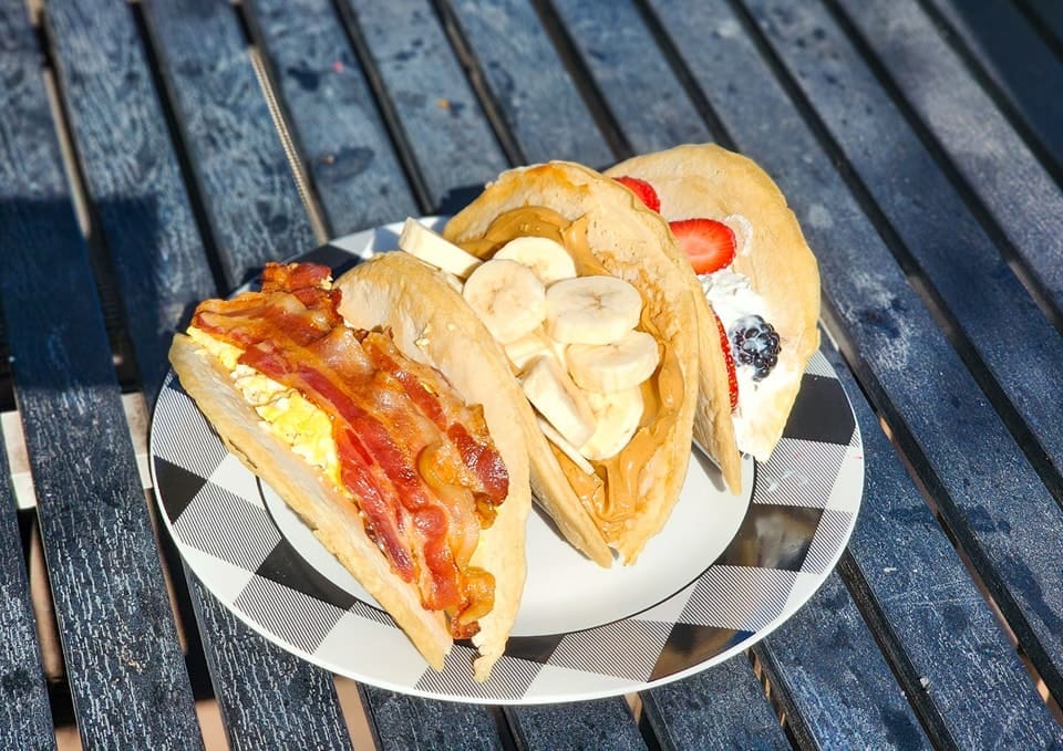 The new pancake trio at Rock Spring Café.