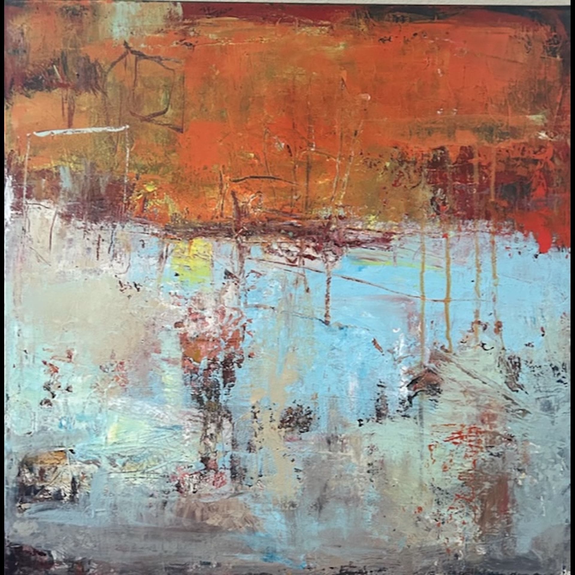 Burduroglu paints mostly abstracts, female portraits in mixed media and acrylic abstracts.