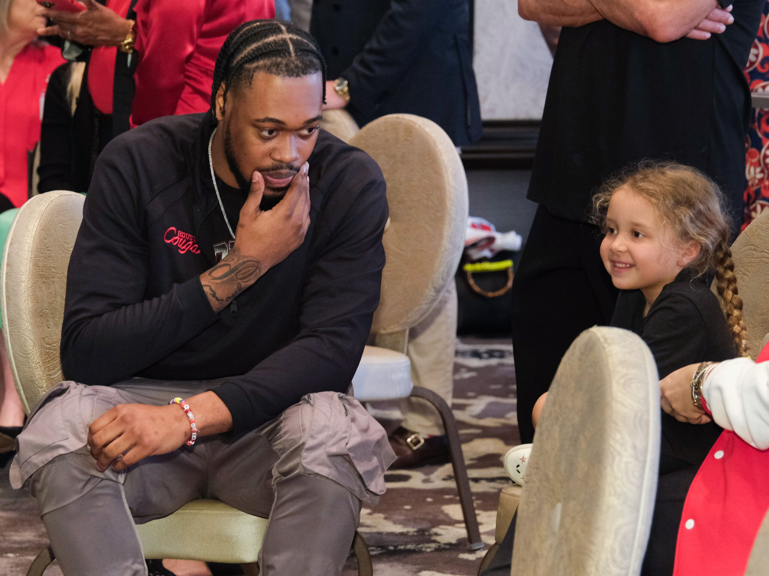 The Houston Cougars officially learned they had earned the top seed in the South Region of the March Madness college basketball tournament during a watch party at the Post Oak Hotel, on selection Sunday. They then joined UH boosters upstairs for an appe