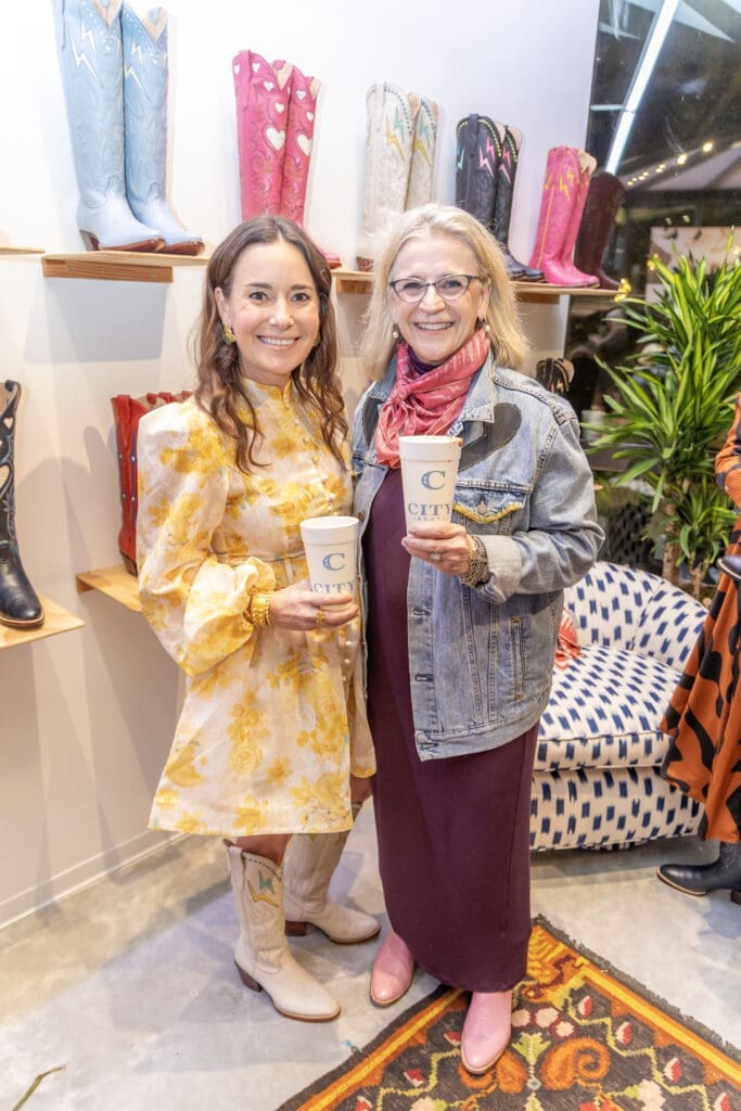 Christina Greene, Denise Chestnut at the opening of City Boots in Autry Park.  (Photo by Jordan Geibel)