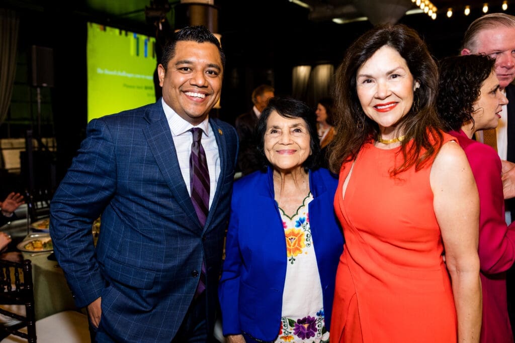 City Council Member Joaquin Martinez, Dolores Huerta and Geraldine Wise at Inspirit: Rothko Chapel's Evening of Inspiration (Photo by Hung Truong) 