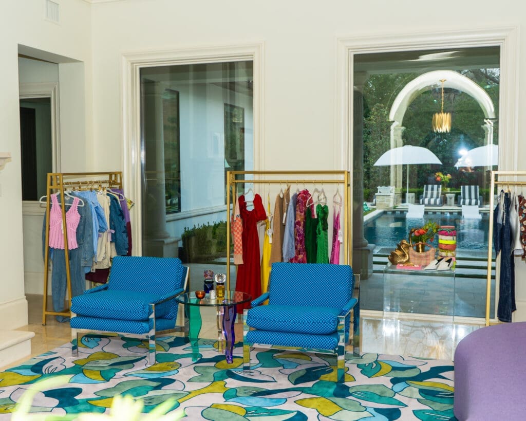 Bright blue sofas (Photo by Cassidy Brown)