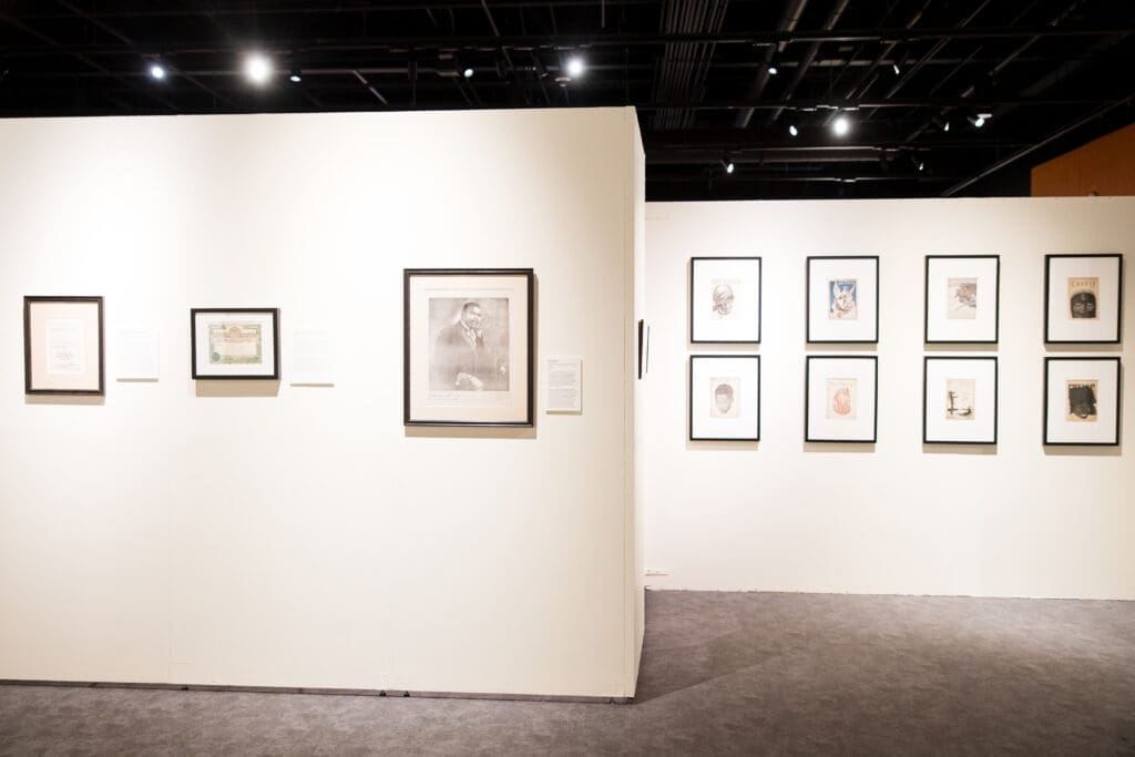 An installation view of The Kinsey African-American Art & History Collection at Holocaust Museum Houston. (Photo by Hung Truong, courtesy The Kinsey Collection and the Holocaust Museum Houston)