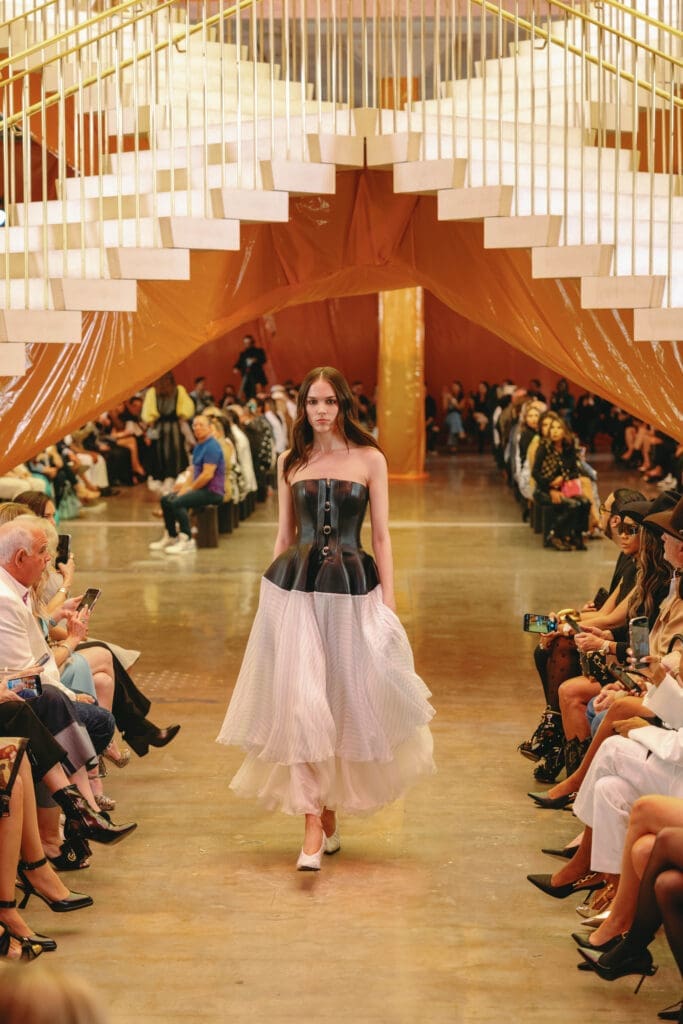 Louis Vuitton presents its 2024 Spring/Summer collection in the X Atrium at POST Houston. (Courtesy Louis Vuitton; Image Megan Kay Photography)