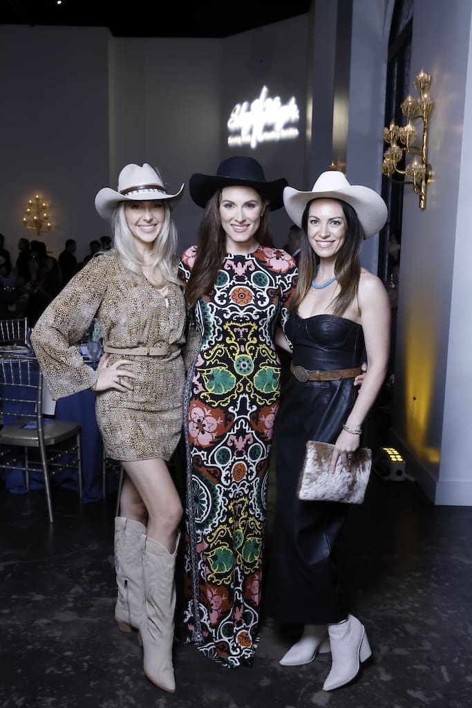 Marti Grizzle, Helen Winchell, Alba Reed at the Sky High for Kids 'Better in Boots' gala at The Revaire (Photo by Quy Tran Photography)