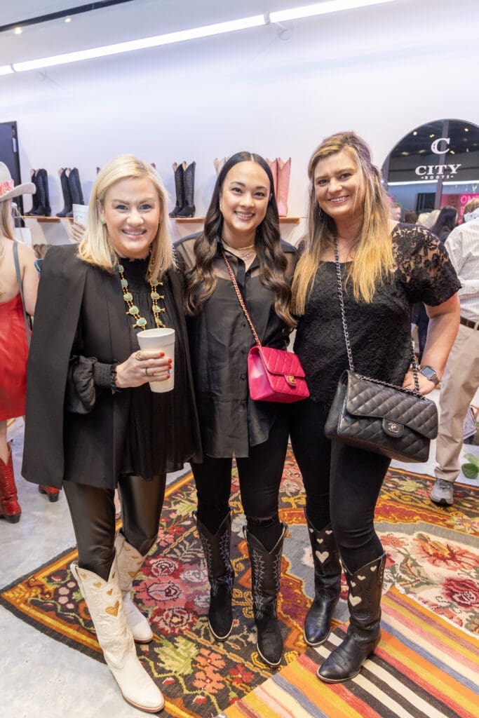 Nora Jarrard, Angela Swift and Nicole Murray at the City Boots opening. (Photo by Jordan Geibel)
