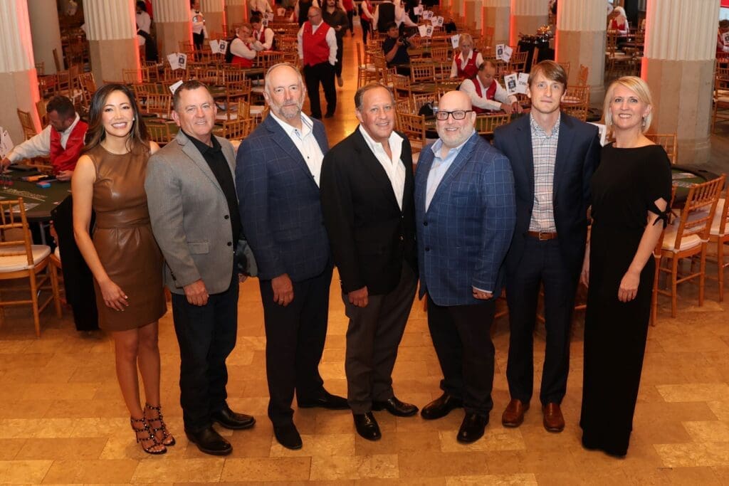 Poker Steering Committee - Marisa Chavarria, Mike Miller, Brian Colona, Bill Nelson, Jeffrey Milstein, Austin Elam, Michol Ecklund at the YES Prep Oil & Gas Texas Hold 'Em Tournament at Corinthian Houston (Photo by Priscilla Dickson)