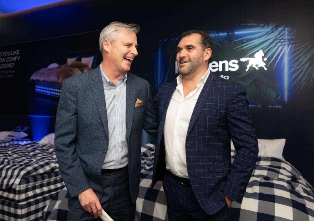 Steve Summers, Jamie Gallegos at the grand opening of Swedish bedmaker Hästens in River Oaks District. (Photo by Daniel Ortiz)