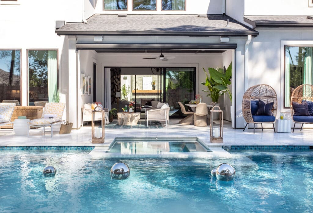 When company is over in the summertime, the pool is a favorite spot.
