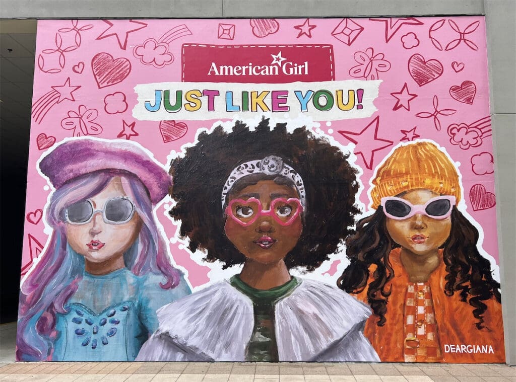 Dear Giana's mural is also exclusive to the Dallas American Girl Store. 