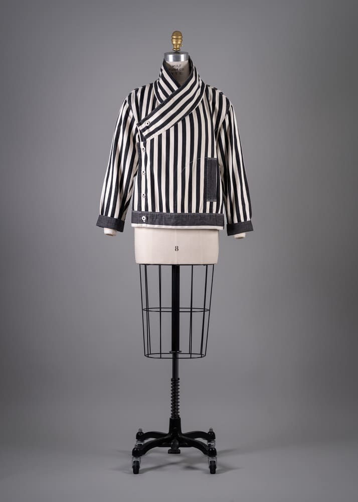 Issey Miyake's black and white striped cotton jacket, circa 1990s (Photo by Shane Quereshi)