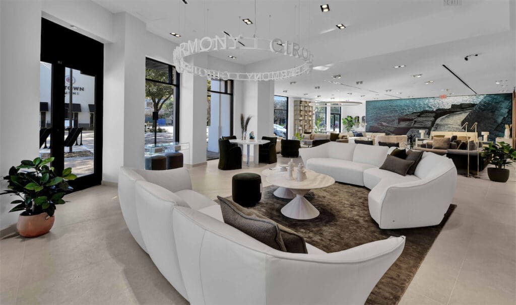 Houston's first Natuzzi Italia store is inspired by the airy aesthetic of the Mediterranean. 